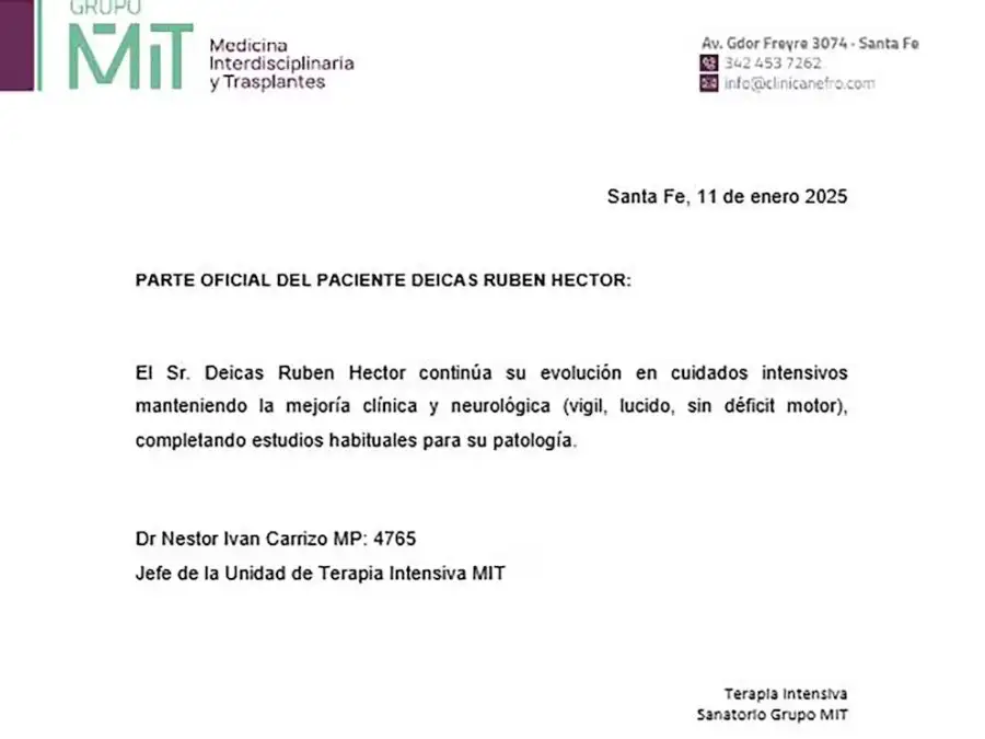 parte medico cacho