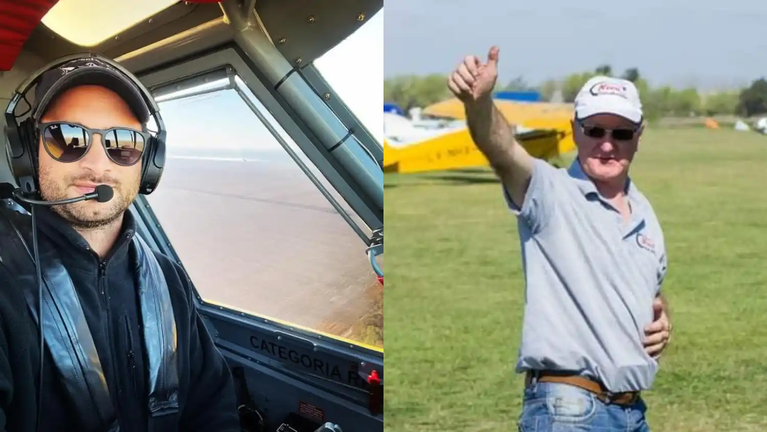 Gastón Vanucci (izquierda) era oriundo de Venado Tuerto. Lo acompañaba el experimentado piloto de Salto, Nicolás Skare (Salto)