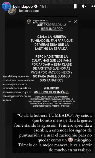 Belinda no dudó en responder ataques contra ella. Foto Instagram