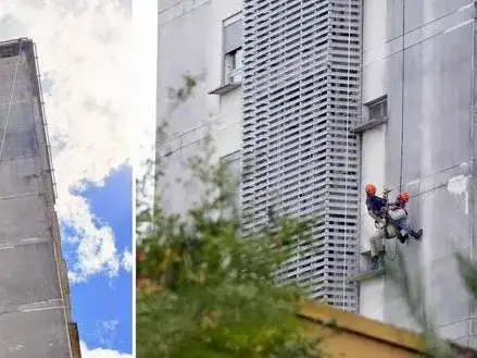 Bomberos rescataron a dos obreros 
atrapados en un andamio en el séptimo piso