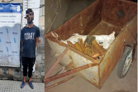 Entró a robar objetos de hierro y lo detuvieron