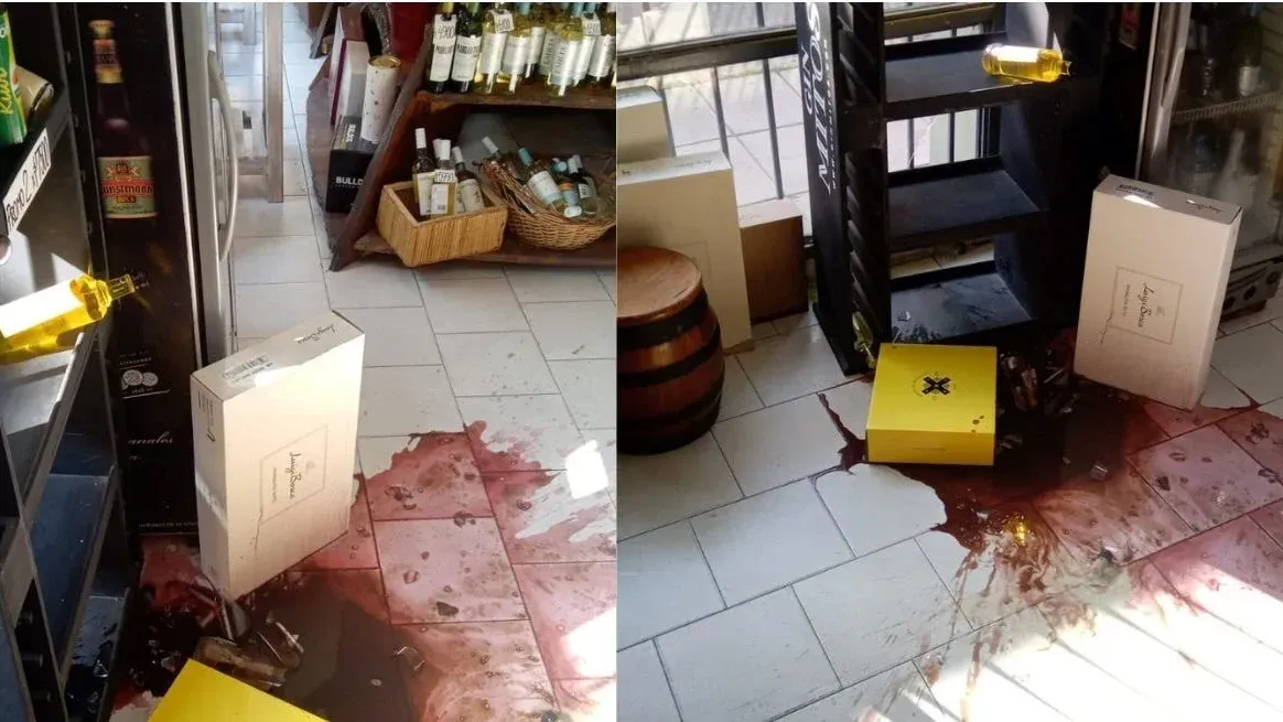 Vandalismo en una vinoteca céntrica.