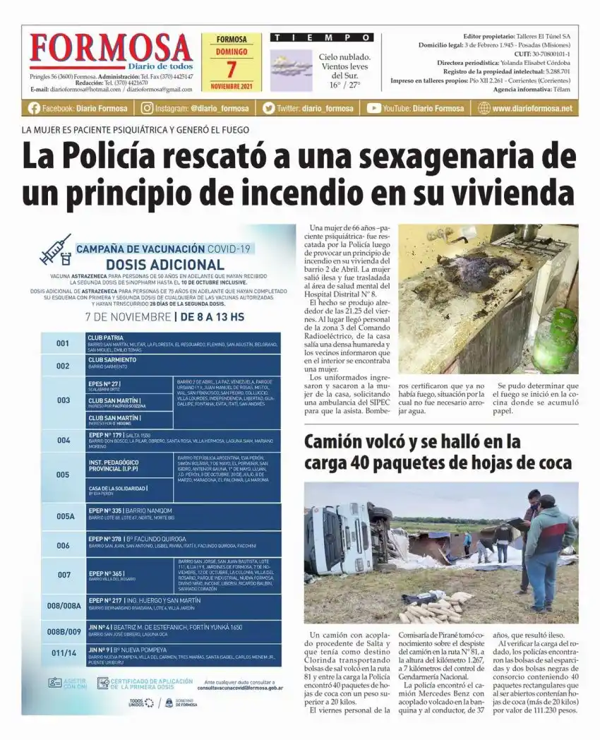 Tapa y Contratapa 7 de noviembre de 2021