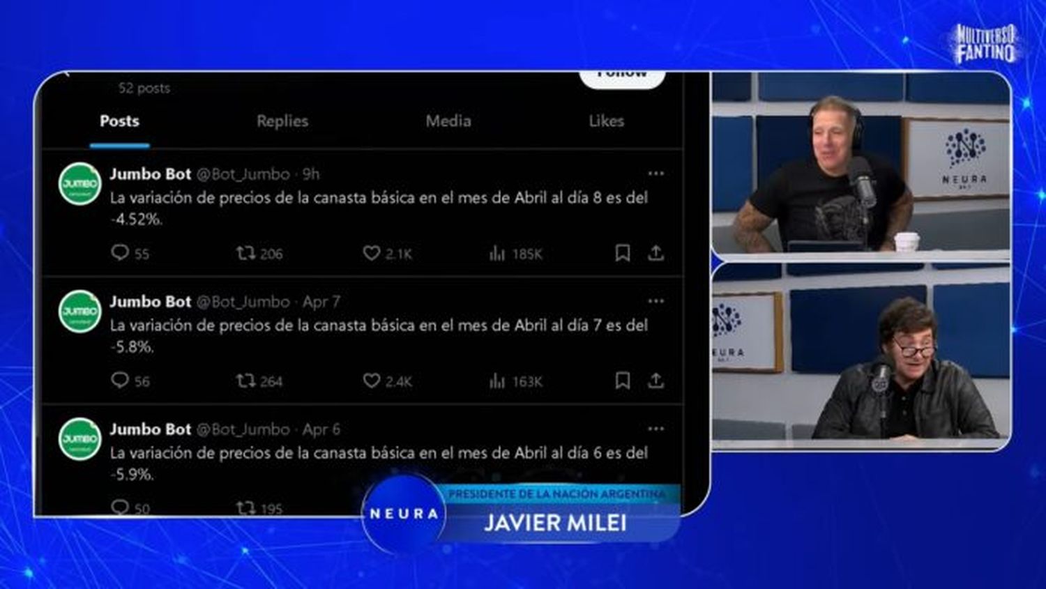 El momento en el que el Presidente cita al Jumbo Bot en la entrevista.