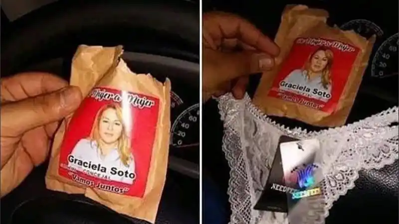 Una candidata regalo bombachas al electorado femenino