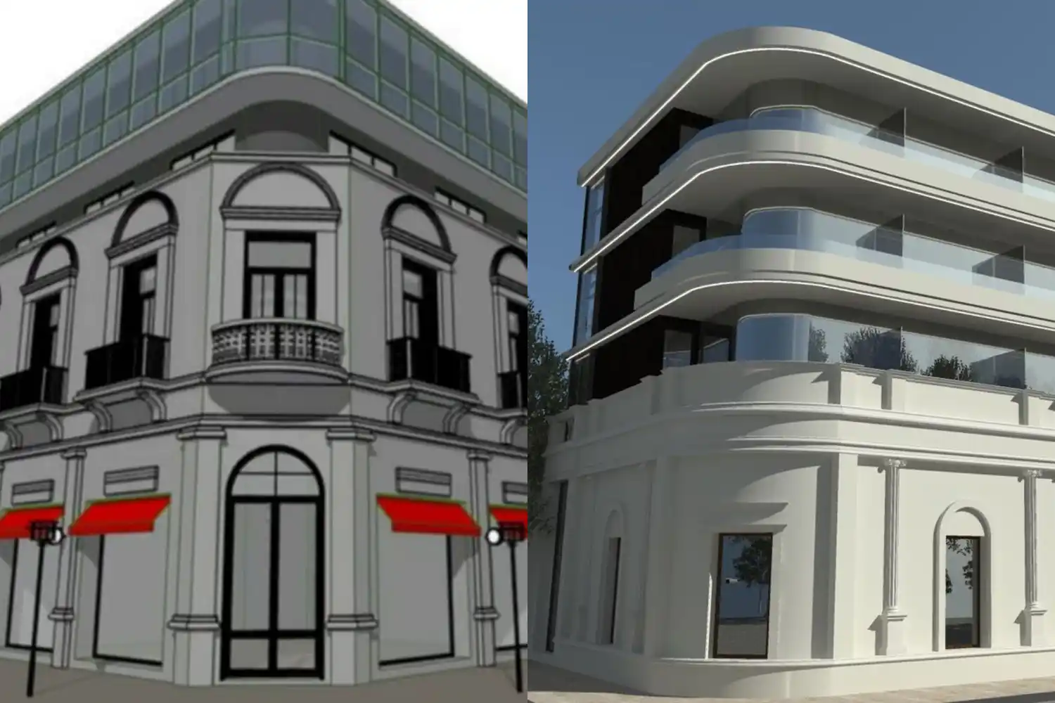 Así son los bocetos de los proyectos en ambos edificios históricos.