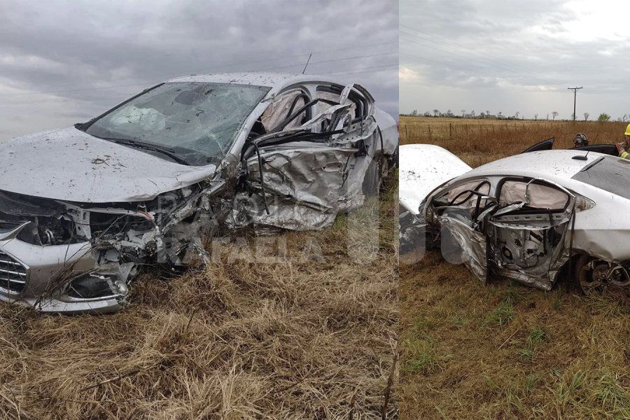 Impactante accidente: un camión y un auto terminaron con graves daños, y una persona resultó herida