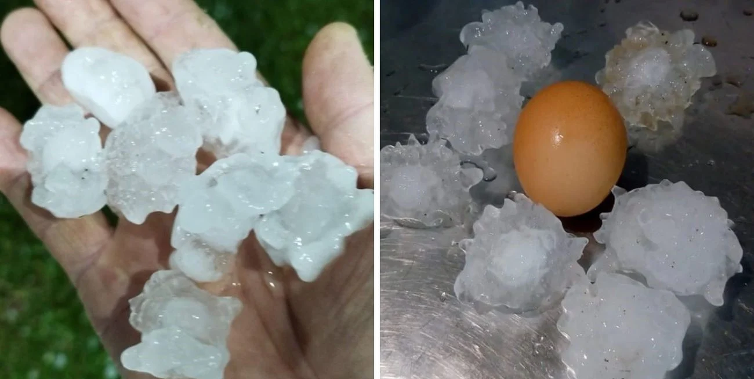 Las piedras que cayeron en la "sierra gaúcha" se asemejaron en tamaño a un huevo.