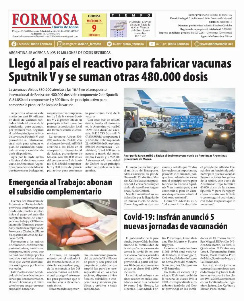 Tapa y Contratapa 9 de junio de 2021