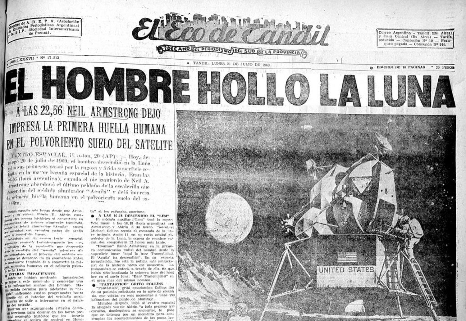 A 50 años de la llegada del hombre a la Luna, un hito que también se vivió en Tandil