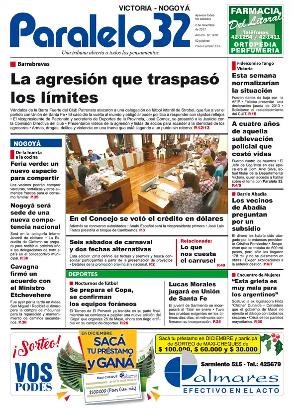 Tapa Paralelo 32 edición Victoria-Nogoyá de este sábado