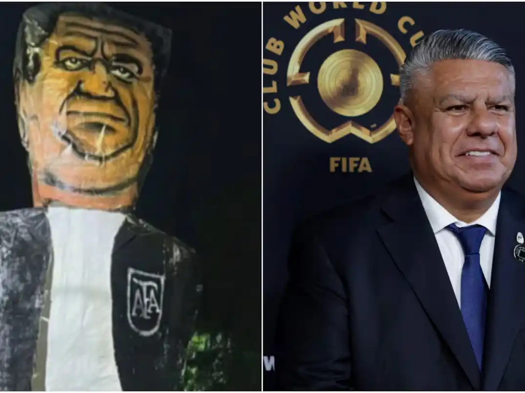 La tradicional quema de muñecos en Berisso con uno con la imagen de Tapia.Foto:TN