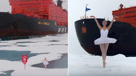 Una bailarina amateur hizo una impresionante interpretación de El Lago de los Cisnes' en el Polo Norte