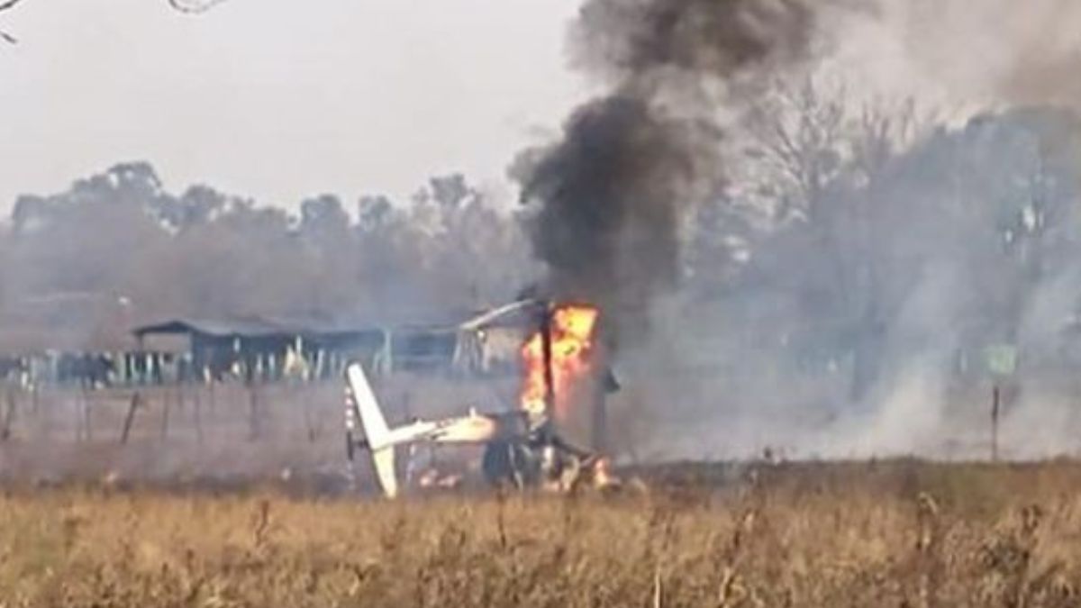 Cayó un helicóptero en General Rodríguez y se incendió