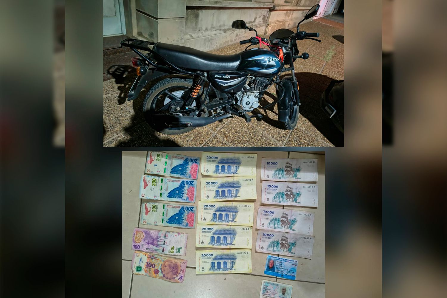 Atraparon a dos pibes de 15 y 16 años con una moto de alta cilindrada y mucho dinero en efectivo