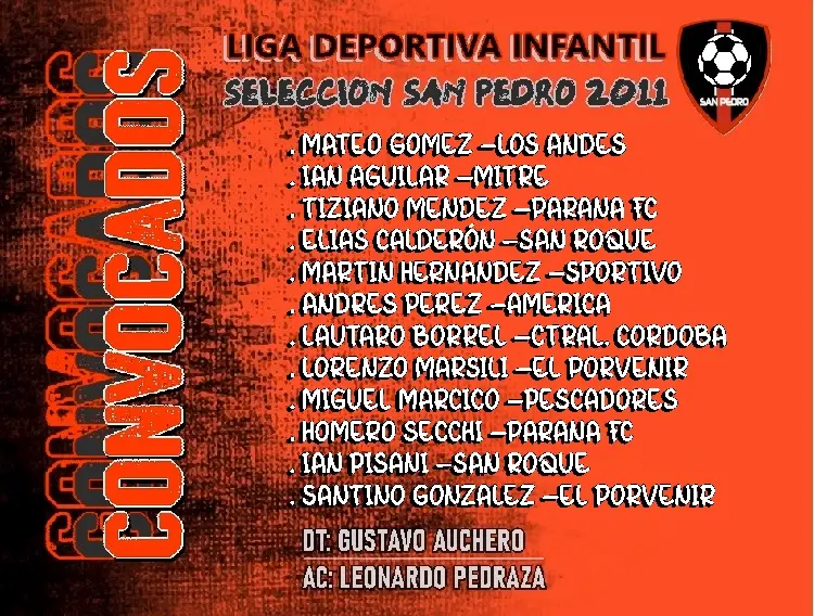 Liga Infantil: los doce futbolistas que integran la selección 2011 para el Provincial de San Nicolás