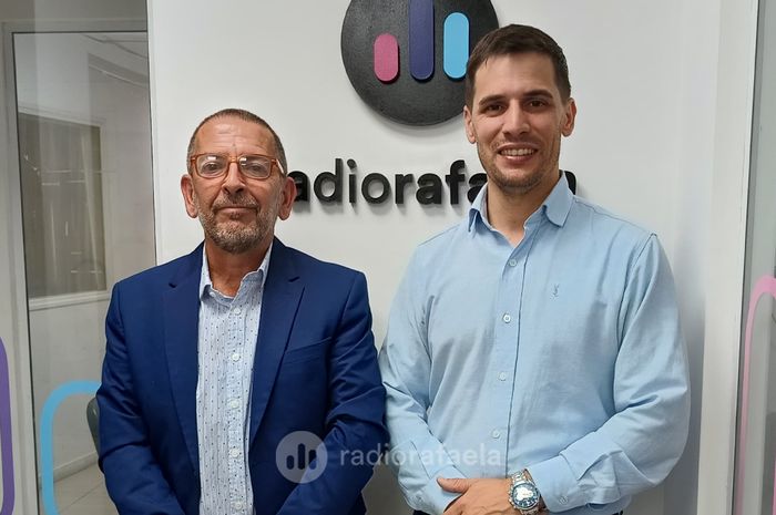 Juan Scavino, precandidato a concejal; Leonardo Viotti, intendente de Rafaela | Crédito: RADIO RAFAELA