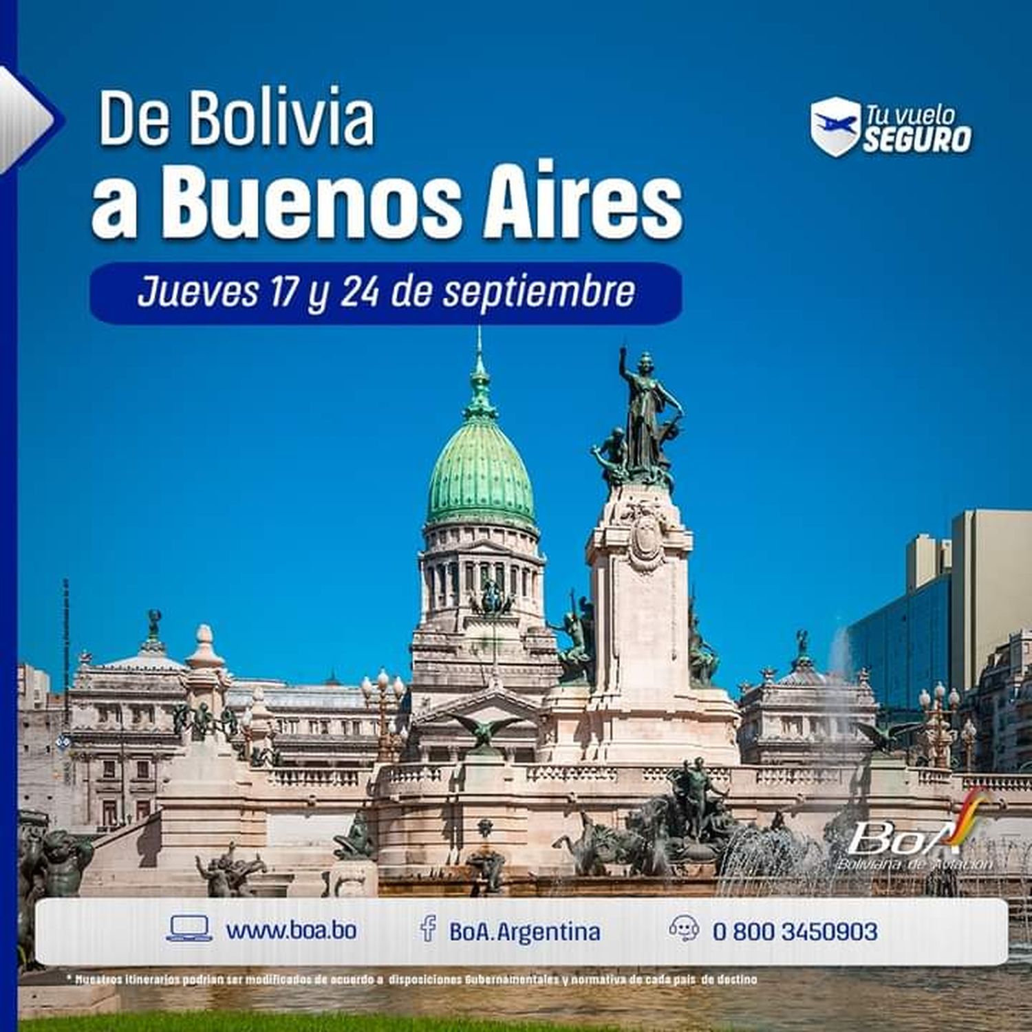 Anticipo: Boliviana de Aviación programa vuelos entre Buenos Aires y Bolivia en Septiembre