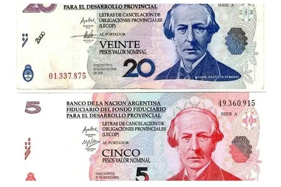 Más Lecop con el retrato de Alberdi.