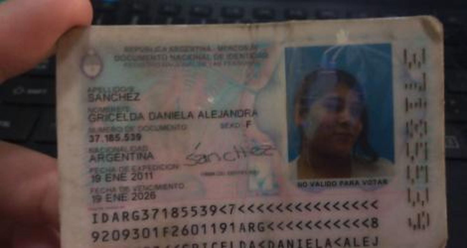 Encontraron el DNI de Gricelda