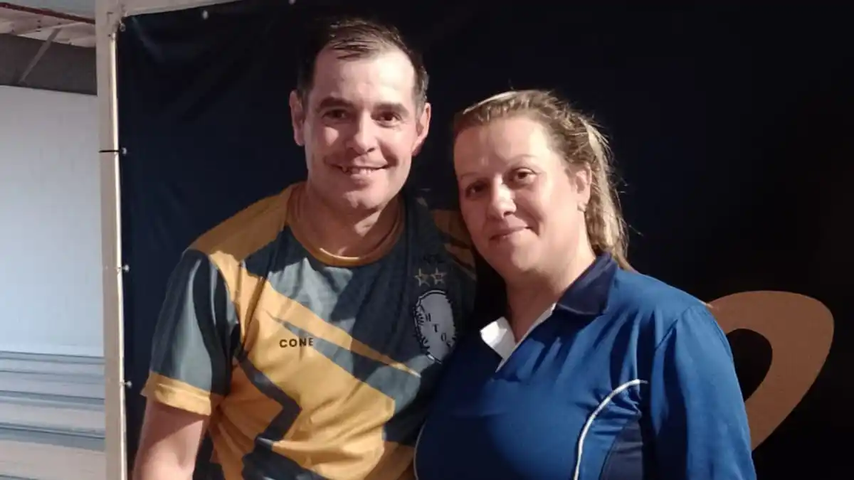 Guillermina Albano, junto al campeón masculino Alberto Guillén