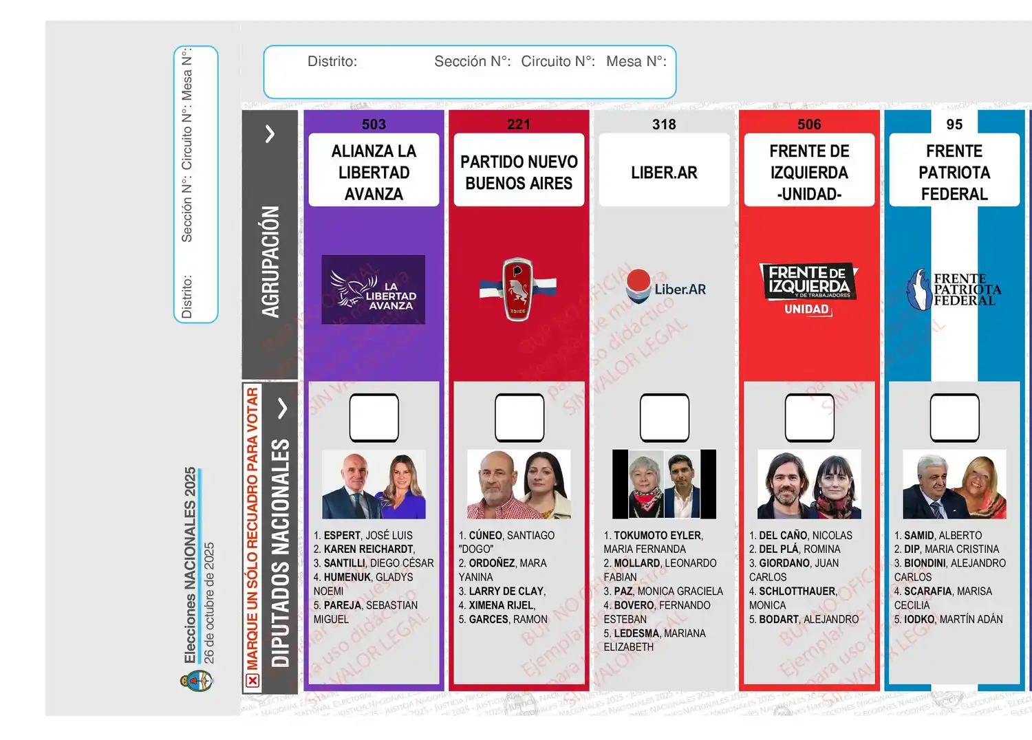 Fuerza Patria no quiere que se reimpriman las boletas para las elecciones del 26.