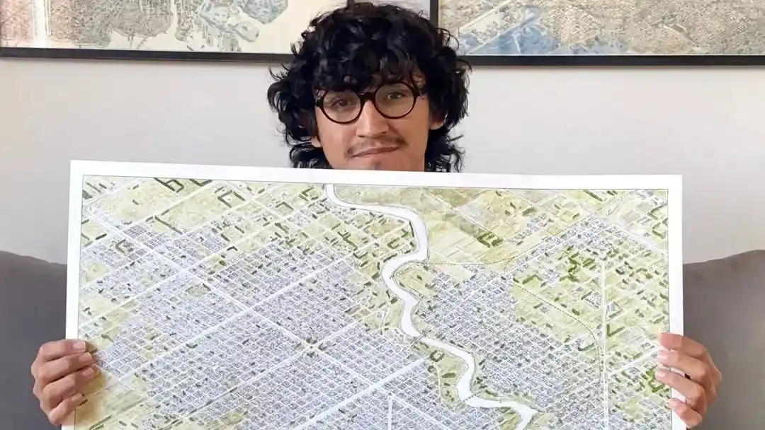 Sin IA, sin computadora y con mucha paciencia: así nació el mapa hecho a mano más detallado de Necochea y Quequén