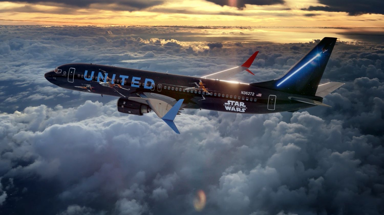 La Fuerza te acompaña en el 737-800 de United con livery Star Wars