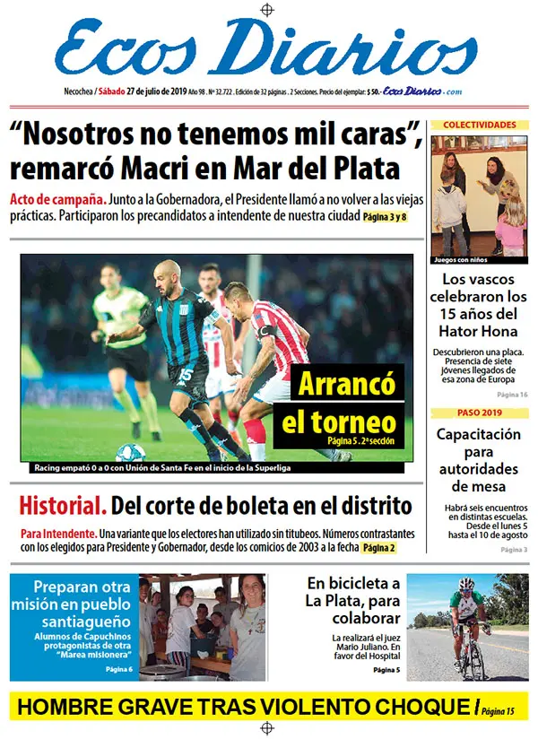 Tapa del 27 de julio de 2019