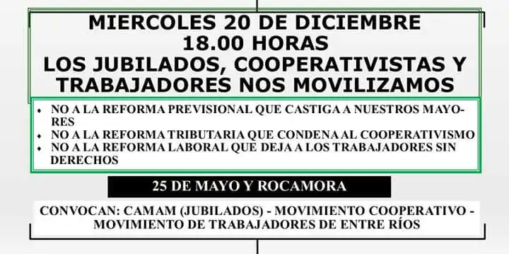 Jubilados y cooperativistas marchan contra las reformas del gobierno nacional 