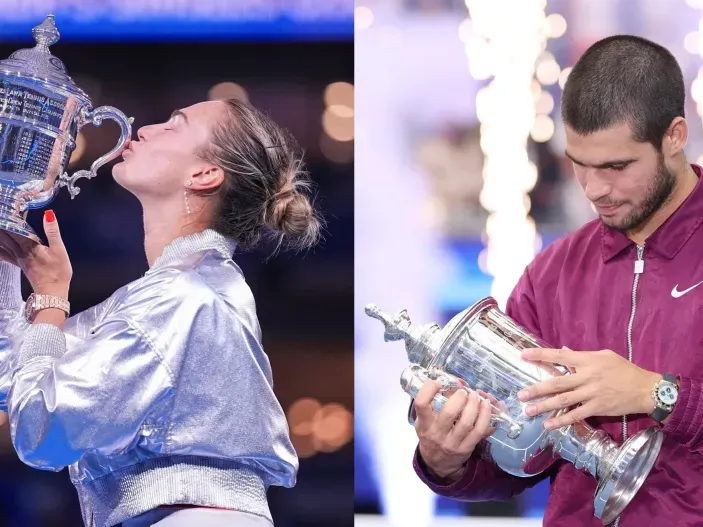 Sabalenka y Alcaráz, los camepones del US open 2025.Foto:Aztecamorelos.com.mx