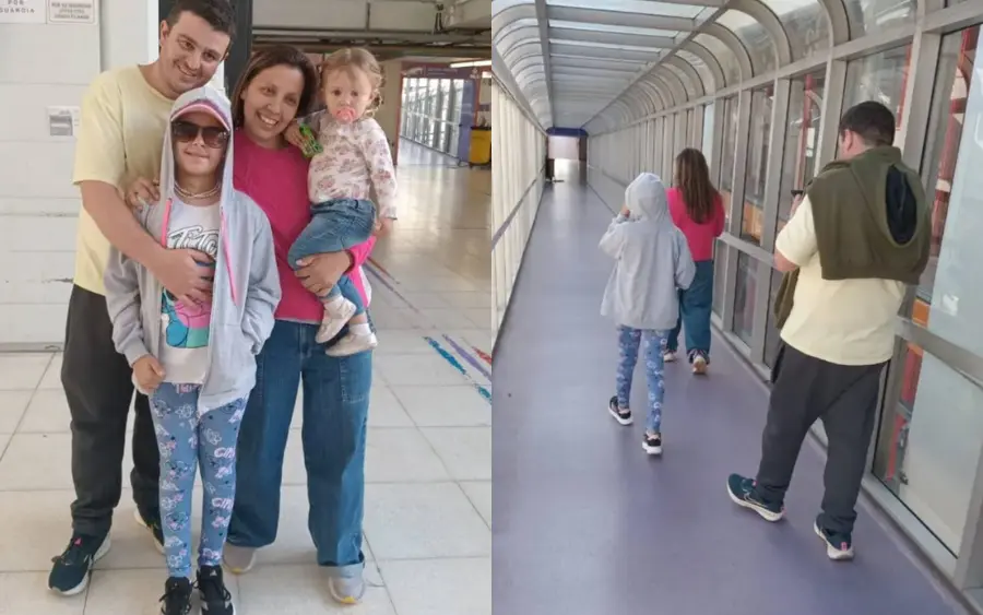 Catalina junto a su papá, Javier, su mamá, Ángeles Del Valle y su hermanita de dos años