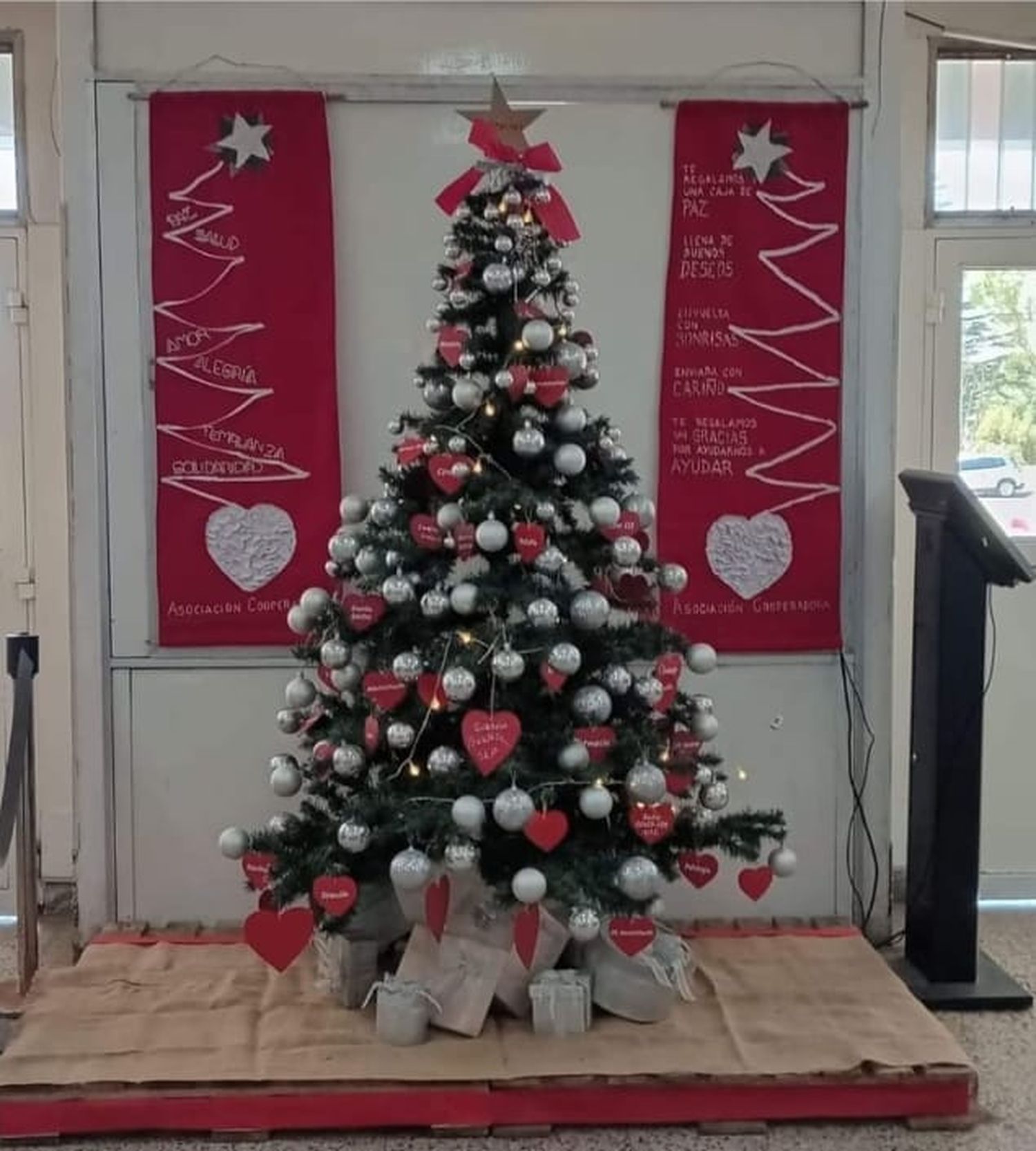 Hospital: arbolito de Navidad de la cooperadora