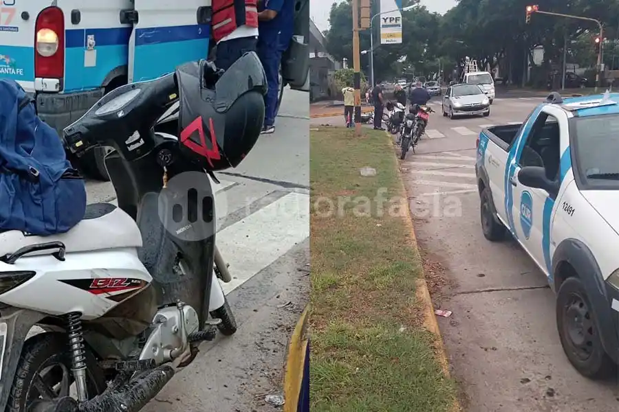 Dos motos chocaron en una esquina semaforizada en el este de la ciudad