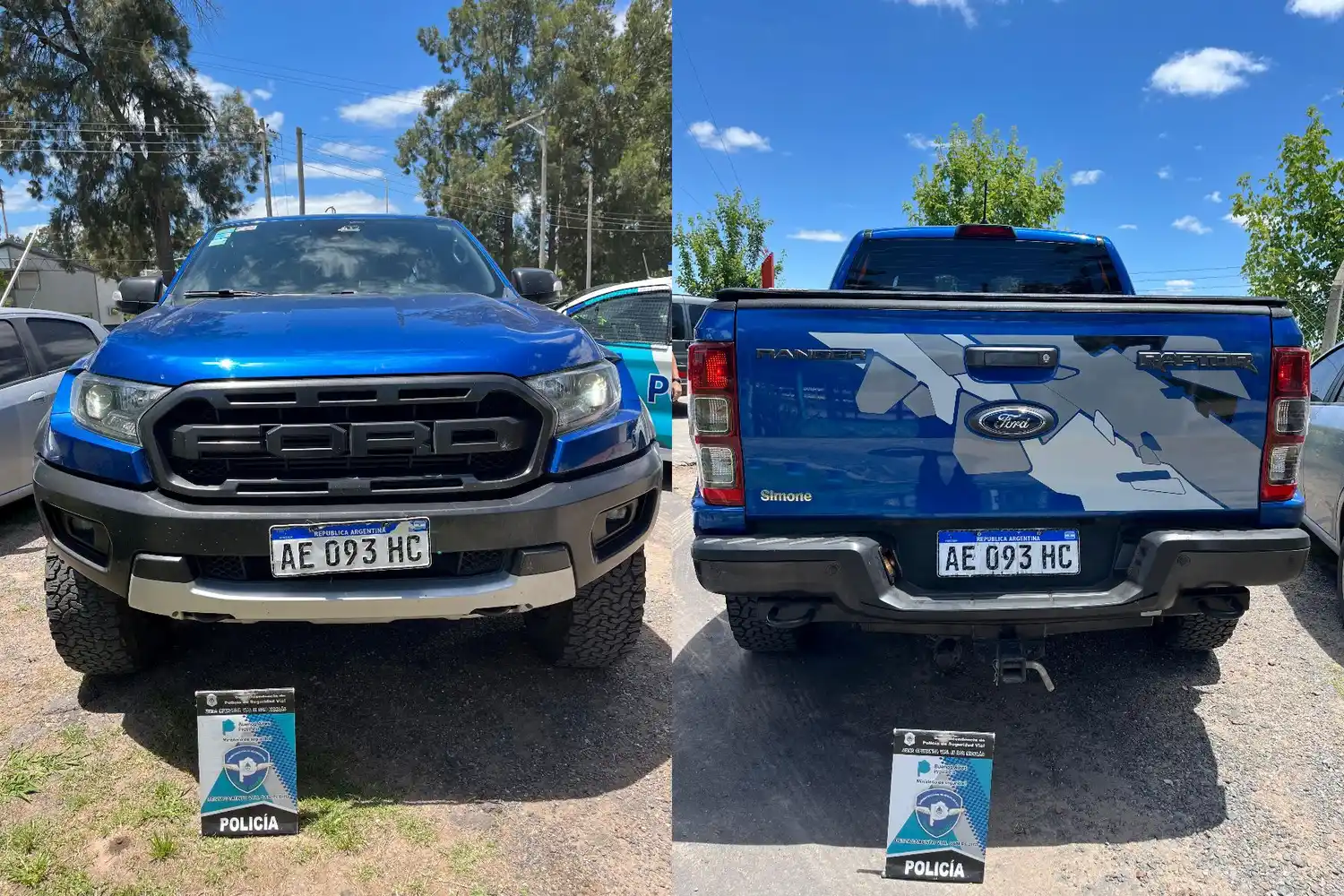 La Ranger Raptor secuestrada por la Policía Vial.