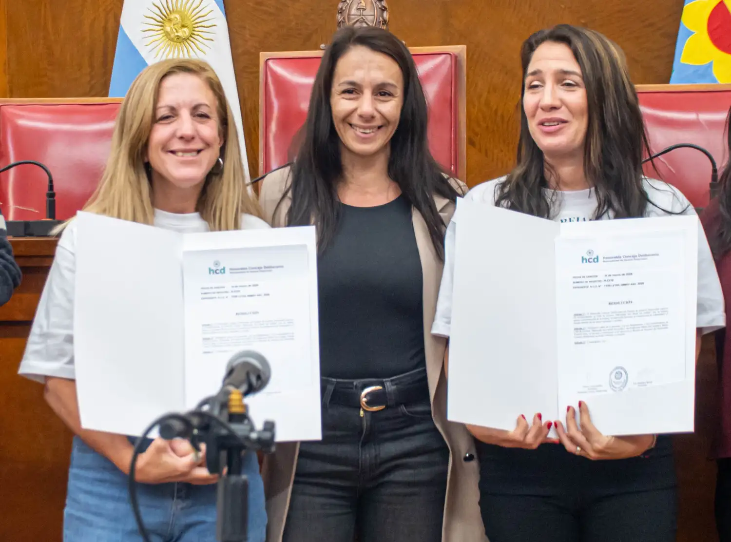 Las profesoras María Noé Lemmi y María Victoria Islas fueron reconocidas en el Concejo.