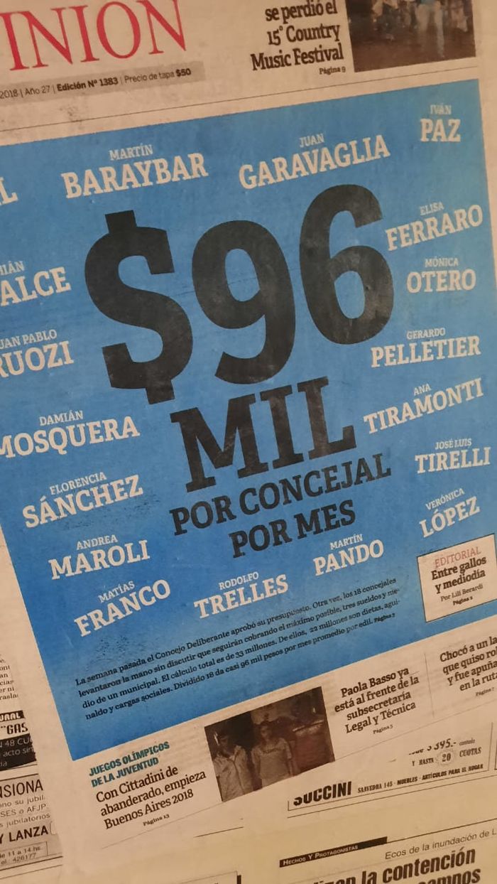96 por concejal tapa