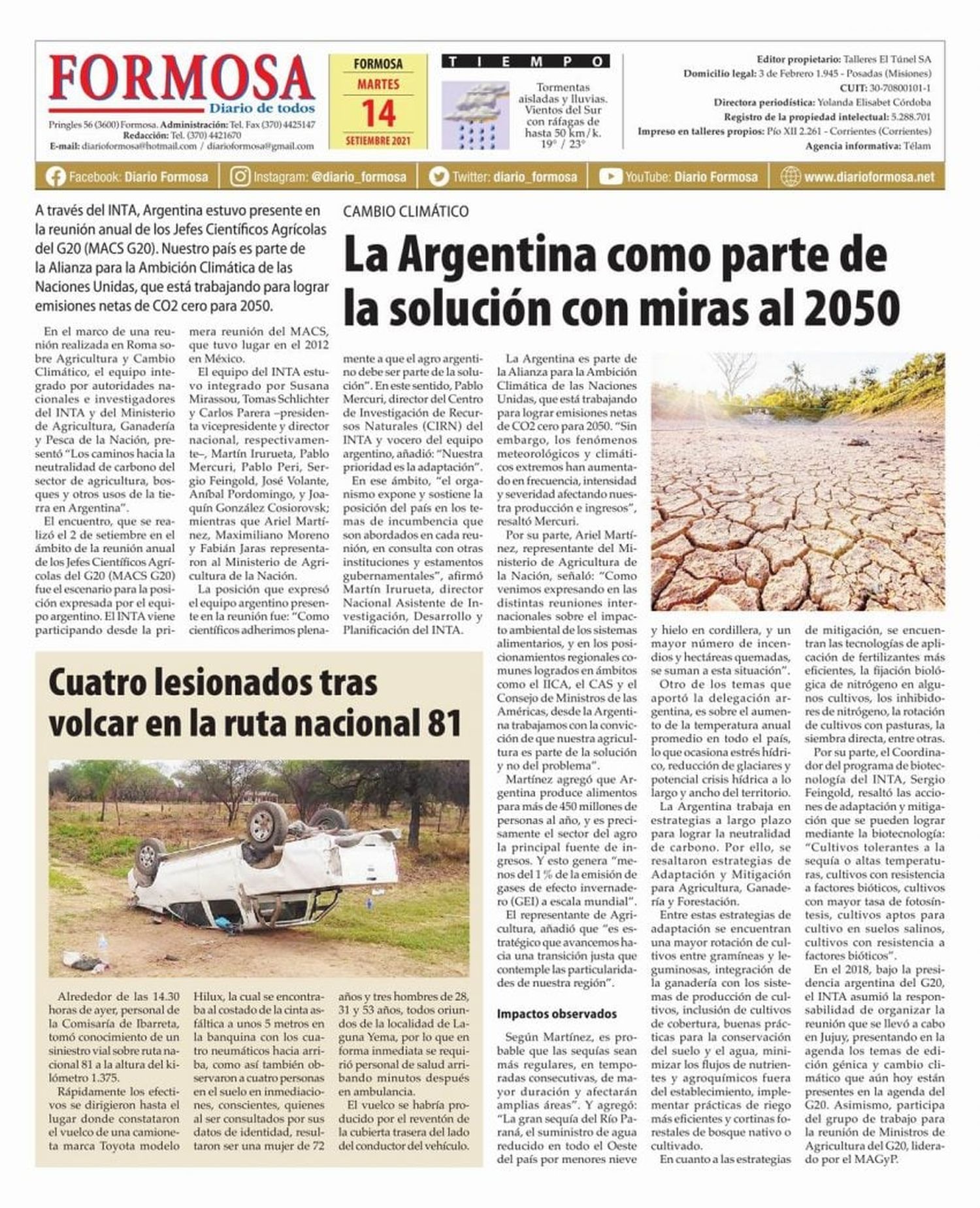 Tapa y Contratapa 14 de septiembre de 2021