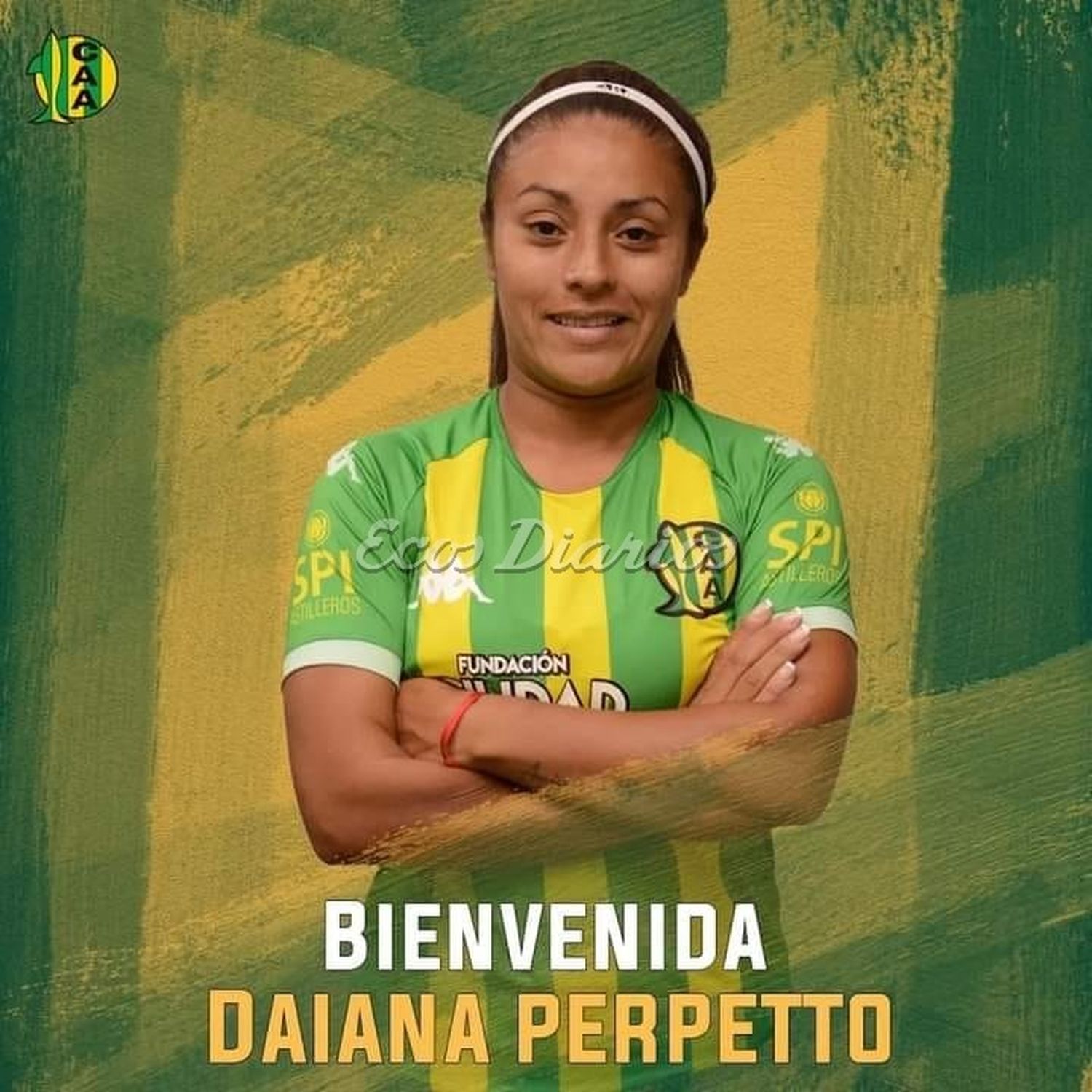 Daiana Perpetto vistiendo la camiseta de Aldosivi, su nuevo club