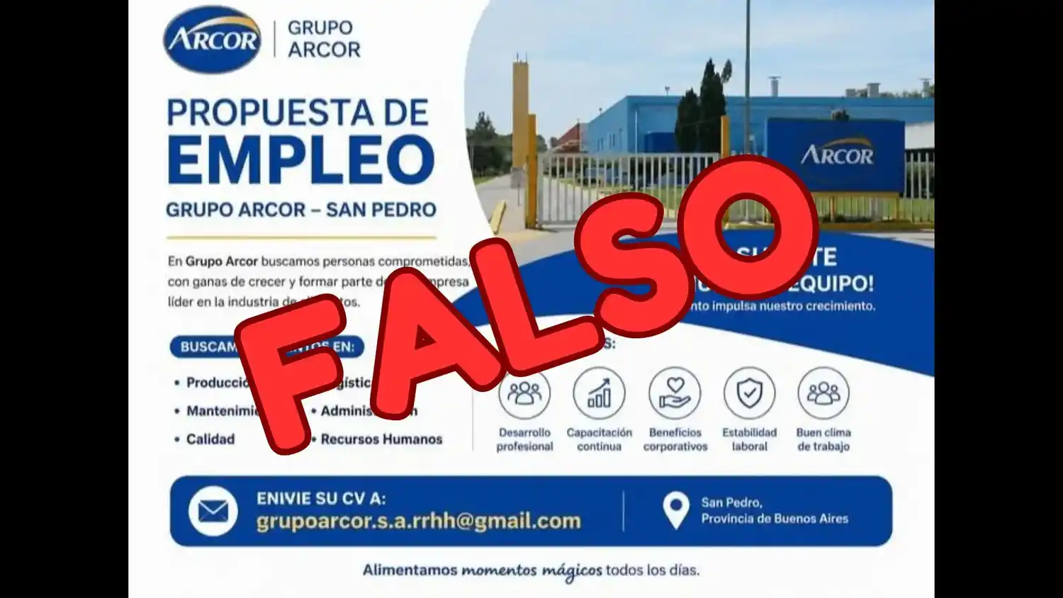 Alertan por falsa búsqueda laboral de Arcor: piden plata para un carnet de manipulación de alimentos