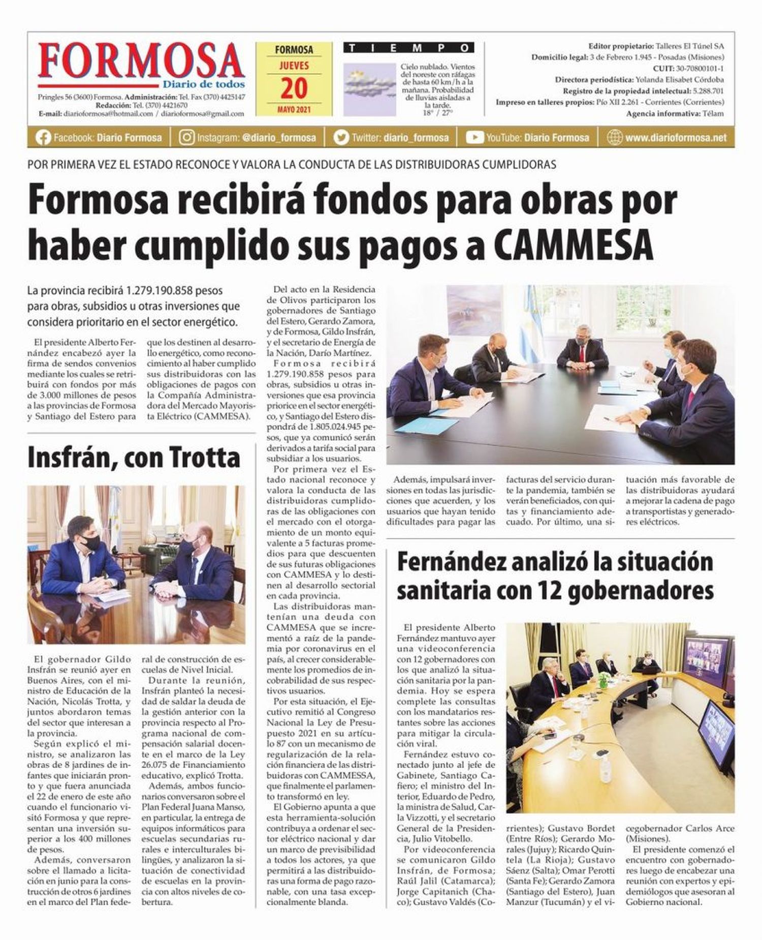 Tapa y Contratapa 20 de mayo de 2021