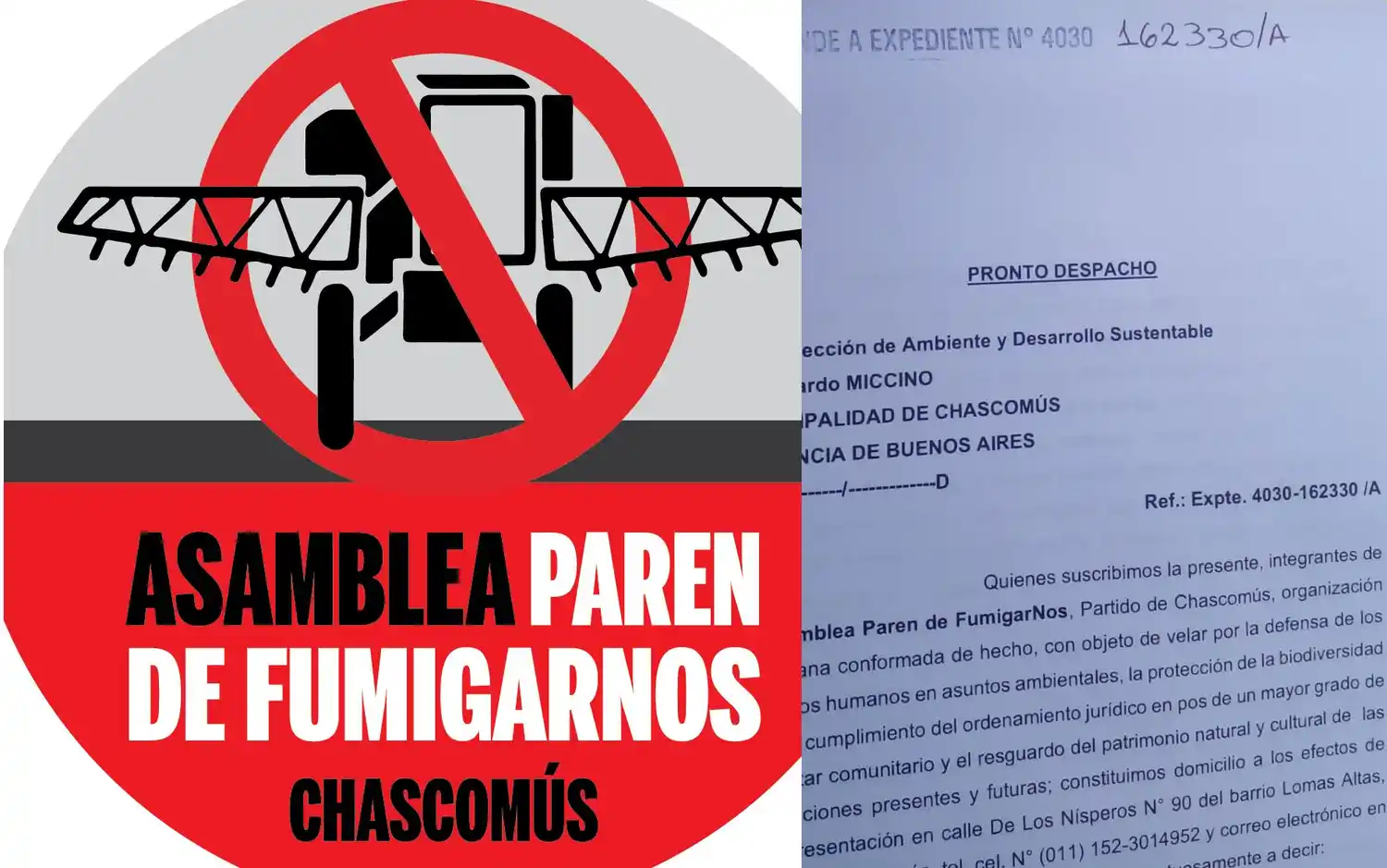 La asamblea “Paren de Fumigarnos Chascomús” presentó un nuevo pedido de acceso a la información pública ambiental