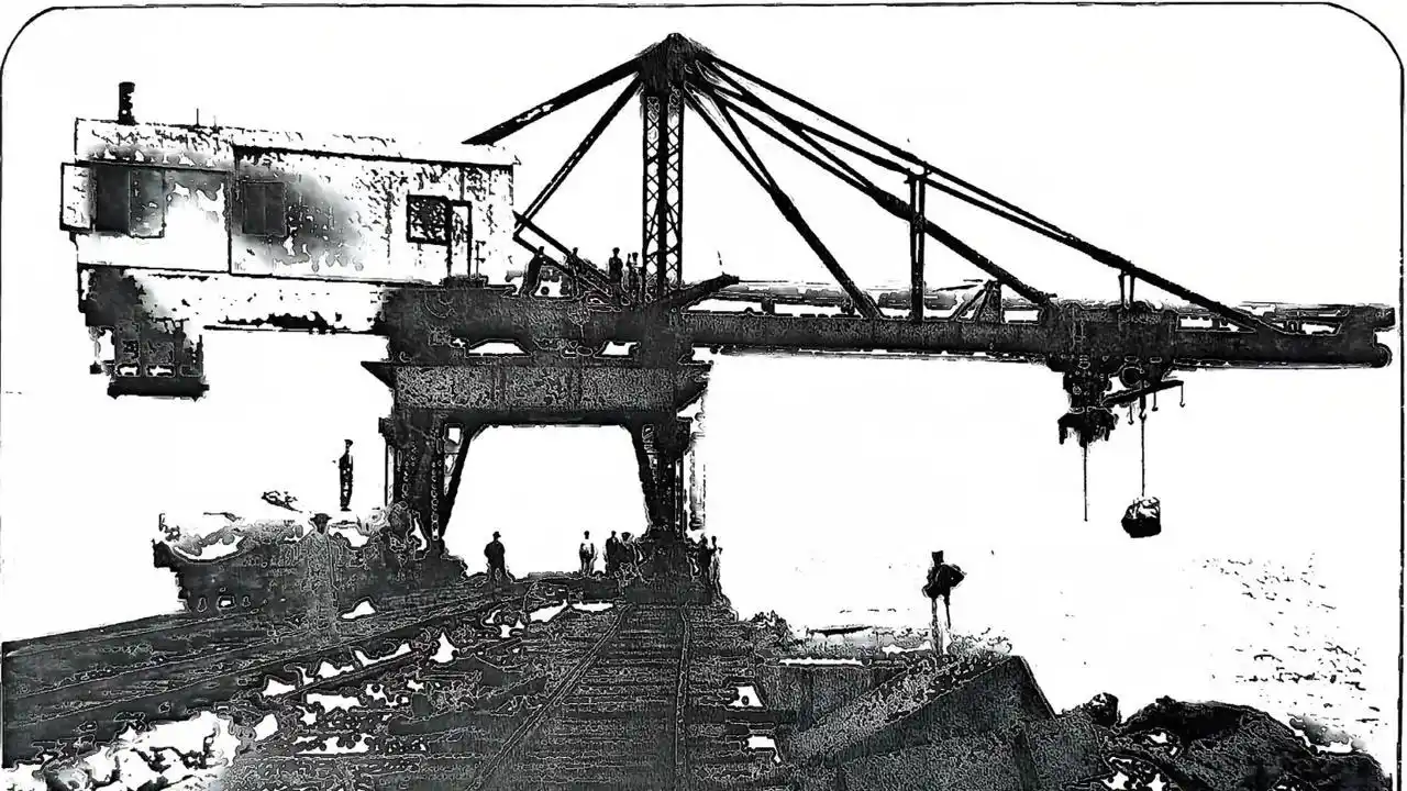 Emblemática. La enorme grúa Titán fue clave en la construcción de la escollera necochense