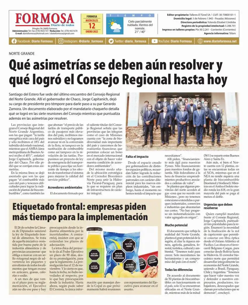 Tapa y Contratapa 12 de enero de 2022