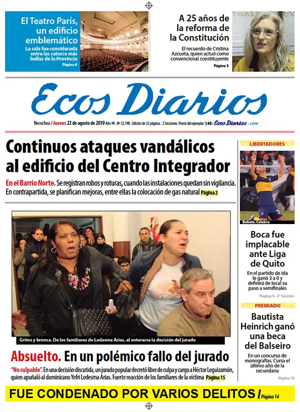 Tapa del 22 de agosto de 2019