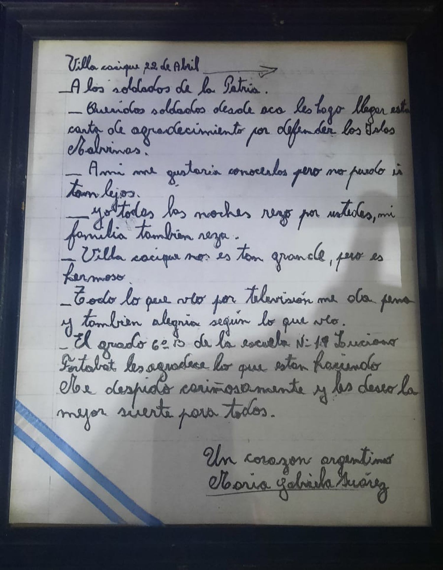 La carta de María Gabriela Suárez, escrita el 22 de abril de 1982
