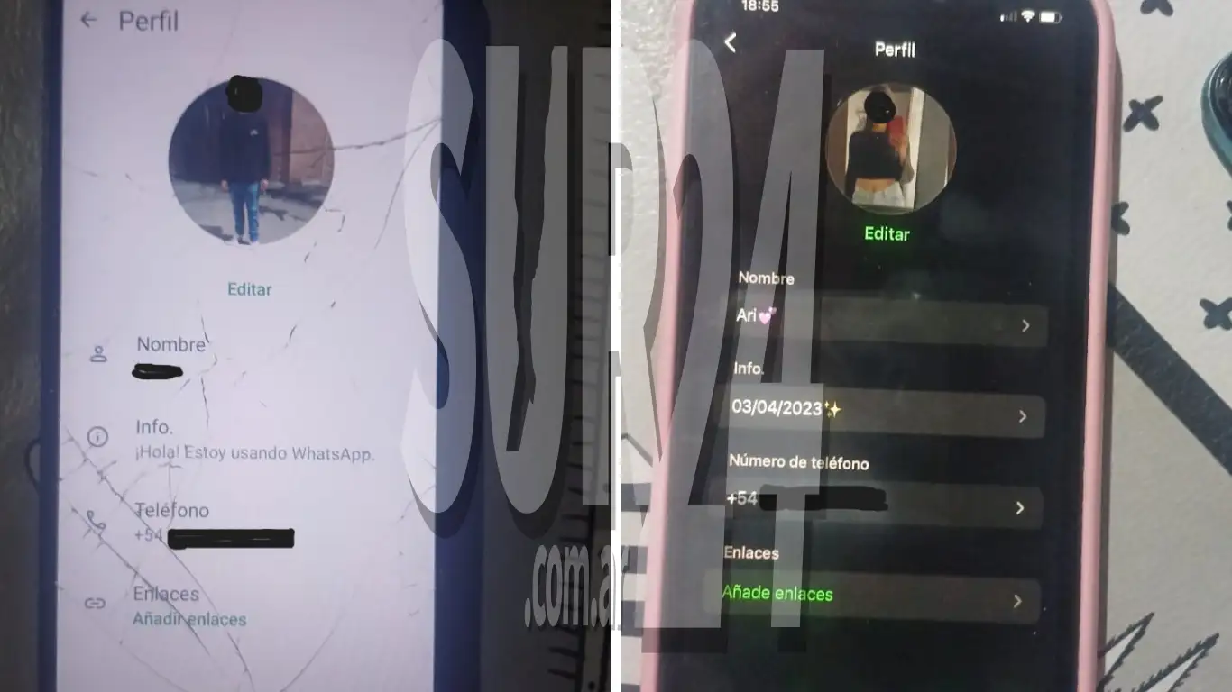 Dos de los celulares incautados en un inmueble de la ciudad de Moreno.
