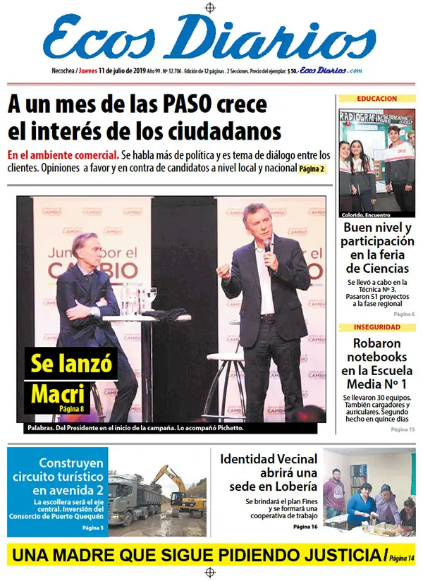 Tapa del 11 de julio de 2019