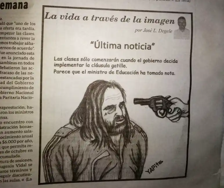 Polémica caricatura de Baradel con un arma apuntándole a la cabeza: Rechazo de la CTA bonaerense