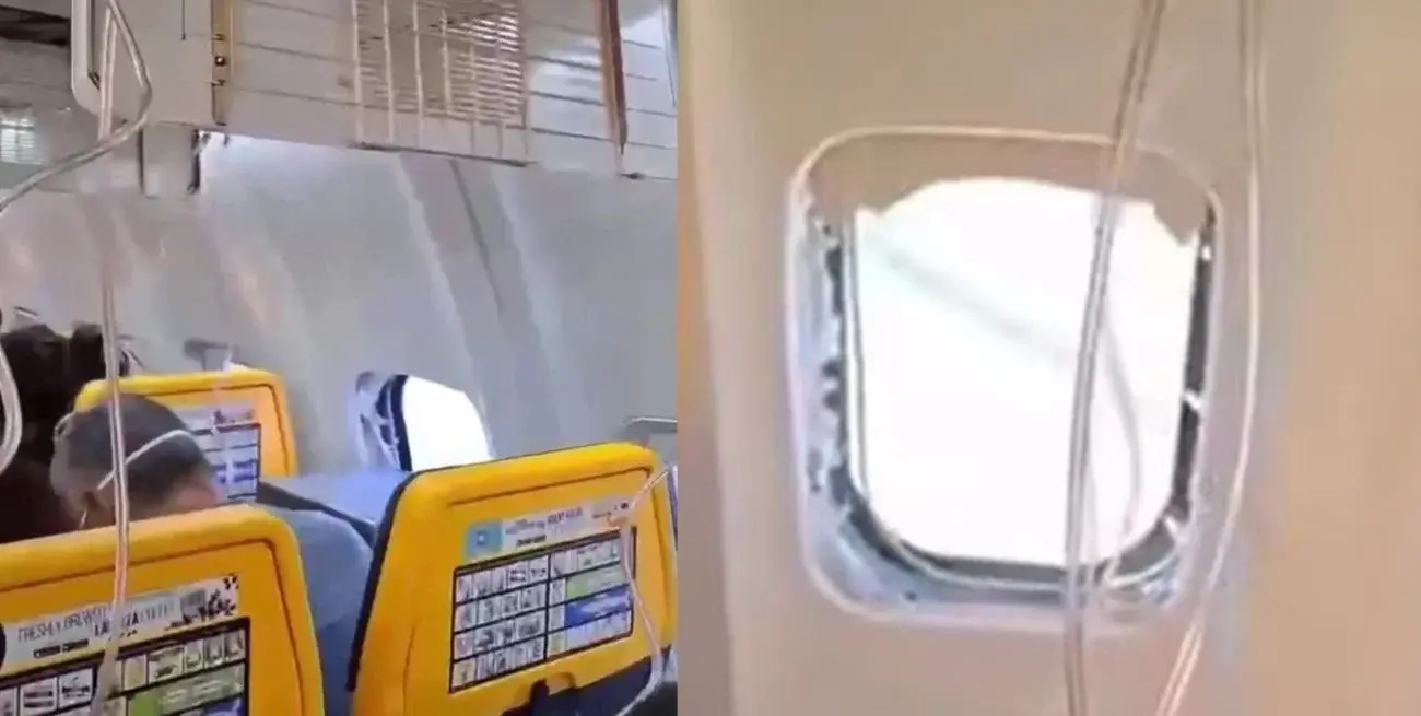 Se rompió una ventanilla de un avión en pleno vuelo y pasajeros ayudaron a salvar a un hombre